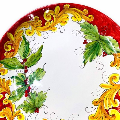 Large hand-decorated Christmas plate, diameter approx. 37 cm - 
