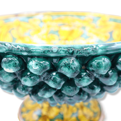 Pigna stand in Caltagirone ceramic, verdigris and Baroque decoration - Ø 32 cm, h 19 cm approx. Mod TD - 