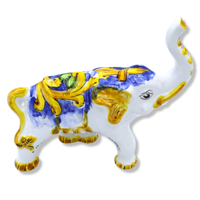 Elefant stor lycklig charm i Ceramica Siciliana, valbar dekoration, h 20 x 23 L cm ca. (1pz) Mod GR - 