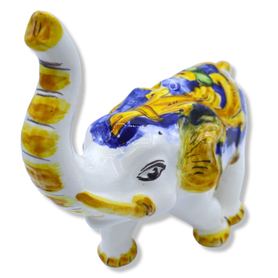Elefant stor lycklig charm i Ceramica Siciliana, valbar dekoration, h 20 x 23 L cm ca. (1pz) Mod GR - 