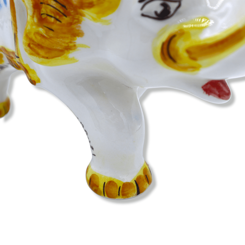 Elephant medium geluksbrenger in Ceramica Siciliana, blauw antieke decoratie '600, H 15 x18 L cm approx. Mod GR - 