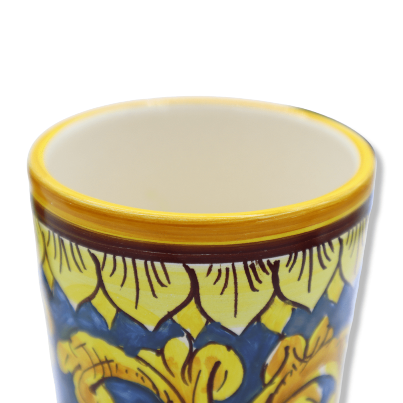 Badkamer- of keukenset in Caltagirone keramiek, blauw - Dispenser voor vloeibare zeep + houder voor keukengerei - 