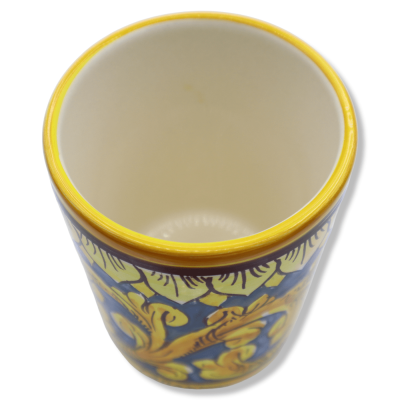 Badkamer- of keukenset in Caltagirone keramiek, blauw - Dispenser voor vloeibare zeep + houder voor keukengerei - 