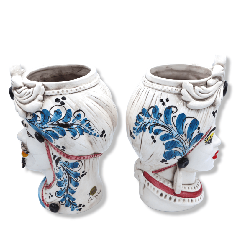 Testa di Moro Caltagirone con fregio, decoro '600, Altezza 28cm ca. Mod. RP - 