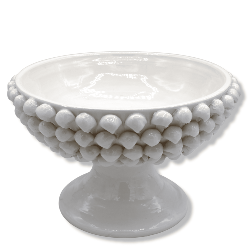 Podwyżka Pigna w ceramice Caltagirone Biała, zjednoczona farba Ø 27 cm, h 16 cm ca. Mod TD - 