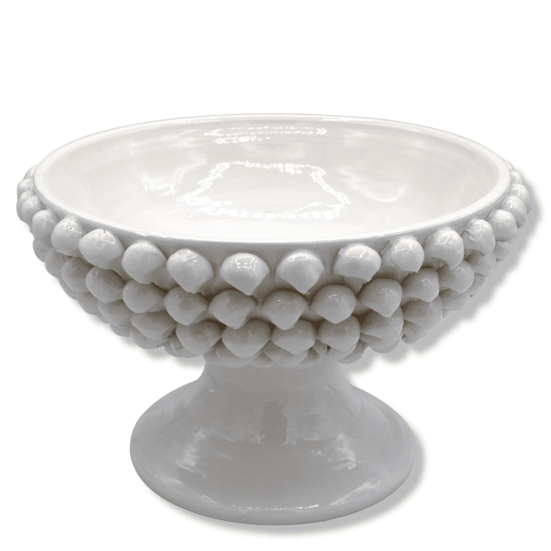 Suporte Pigna em cerâmica Caltagirone Branco, cor sólida Ø 27 cm, h 16 cm aprox. Mod TD - 