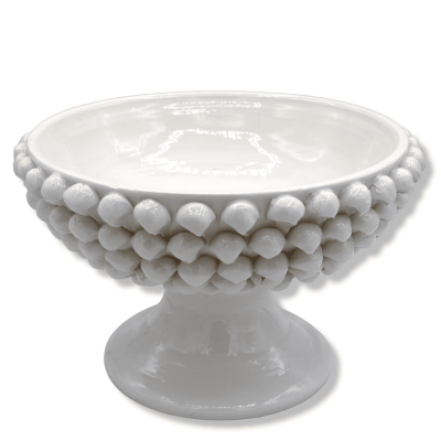 Alzata Pigna in ceramica di Caltagirone Bianco, tinta unita Ø 27 cm, h 16 cm ca. Mod TD - 