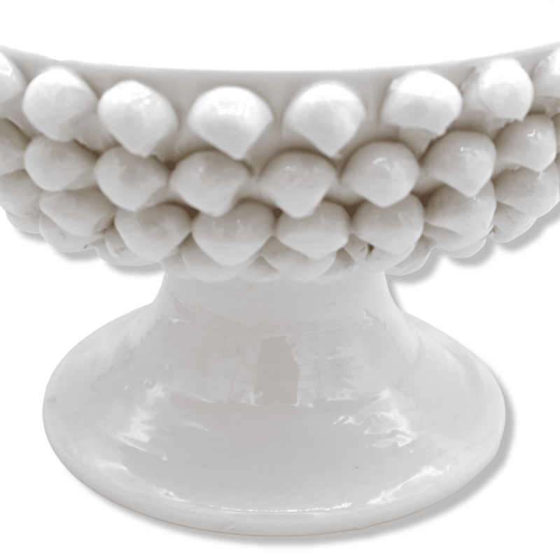 Alzata Pigna in ceramica di Caltagirone Bianco, tinta unita Ø 27 cm, h 16 cm ca. Mod TD - 