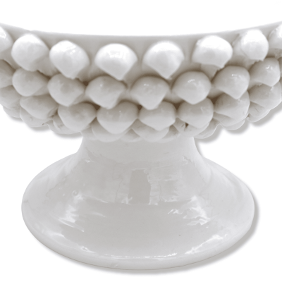 Alzata Pigna in ceramica di Caltagirone Bianco, tinta unita Ø 27 cm, h 16 cm ca. Mod TD - 