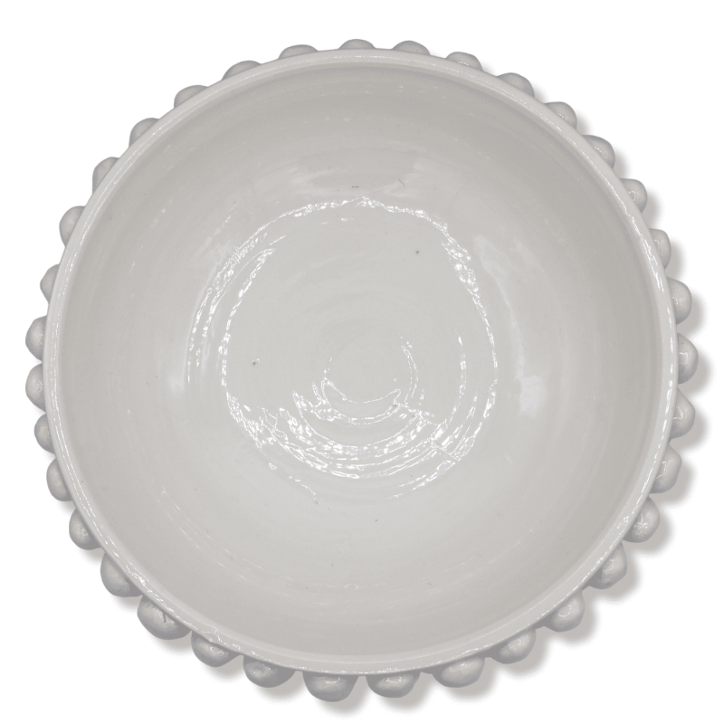 Alzata Pigna in ceramica di Caltagirone Bianco, tinta unita Ø 27 cm, h 16 cm ca. Mod TD - 