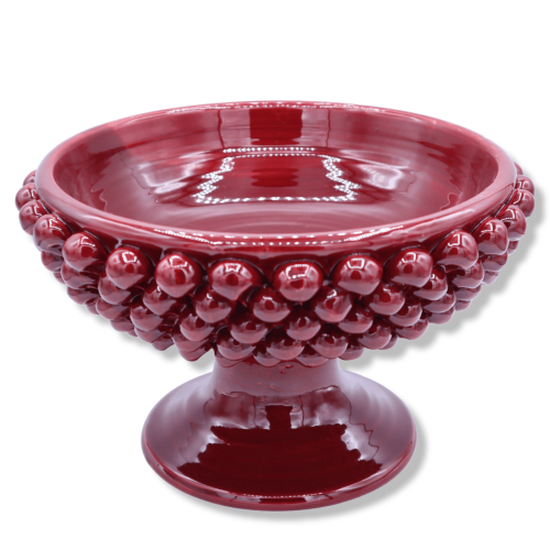 Présentoir à gâteau Pigna en céramique Caltagirone bordeaux unie, Ø 27 cm, h environ 16 cm. Mod TD - 