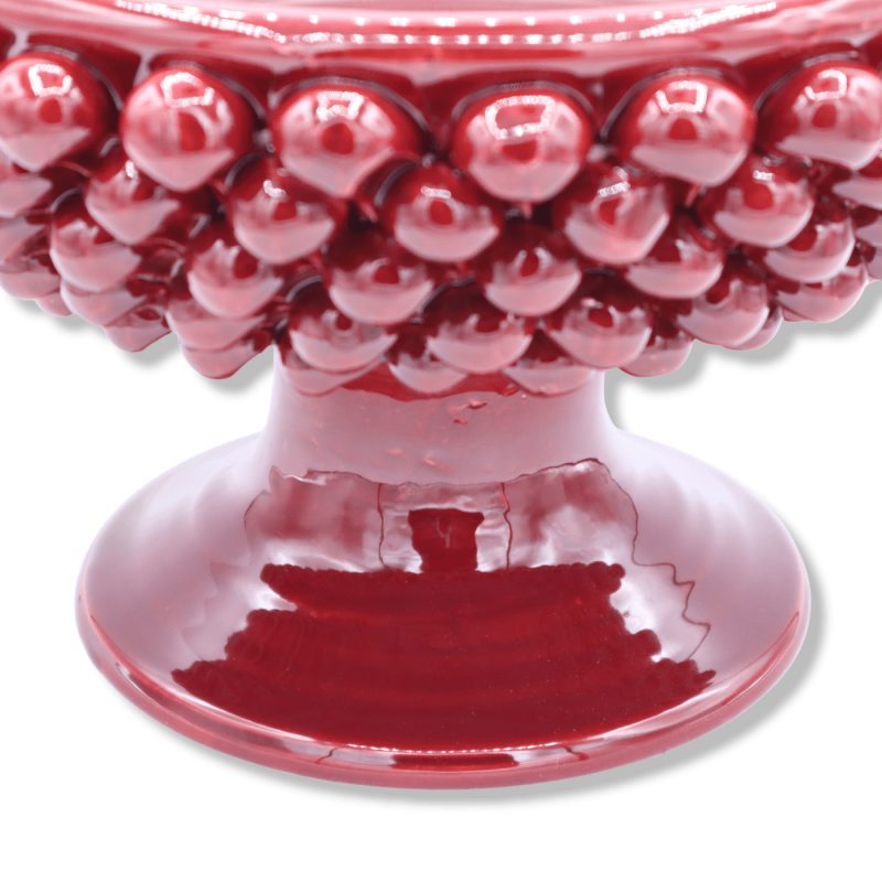 Alzata Pigna in ceramica di Caltagirone Bordeaux tinta unita, Ø 27 cm, h 16 cm ca. Mod TD - 