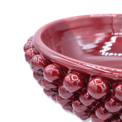Alzata Pigna in ceramica di Caltagirone Bordeaux tinta unita, Ø 27 cm, h 16 cm ca. Mod TD - 
