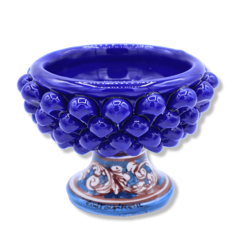 Vaso Caltagirone Mezza Pigna - Ø 12 cm, h aprox. (1Pc) Decoração de haste azul e aleatória - 