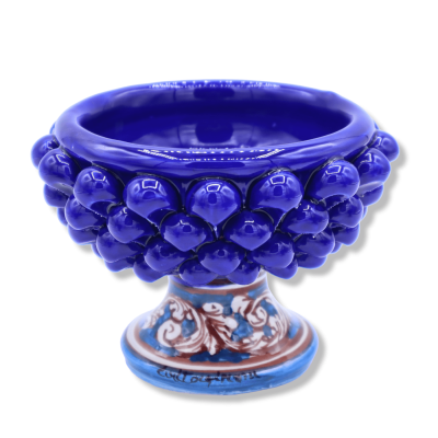 Vaso Caltagirone Mezza Pigna - Ø 12 cm, h aprox. (1Pc) Decoração de haste azul e aleatória - 