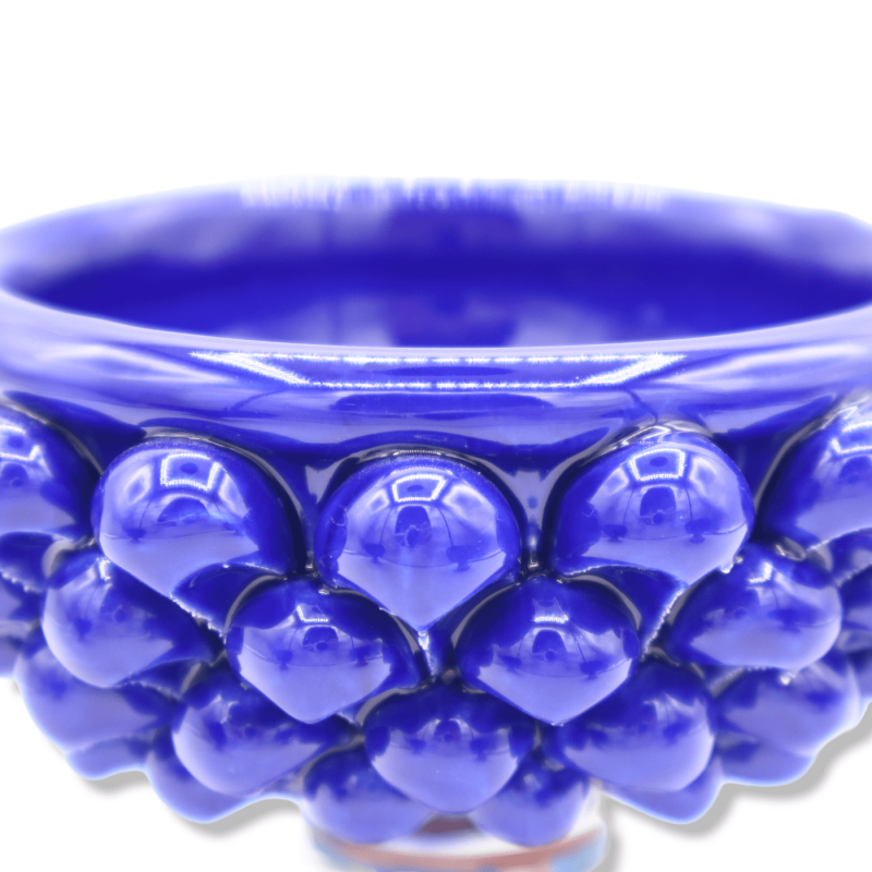Vaso Caltagirone Mezza Pigna - Ø 12 cm, h aprox. (1Pc) Decoração de haste azul e aleatória - 