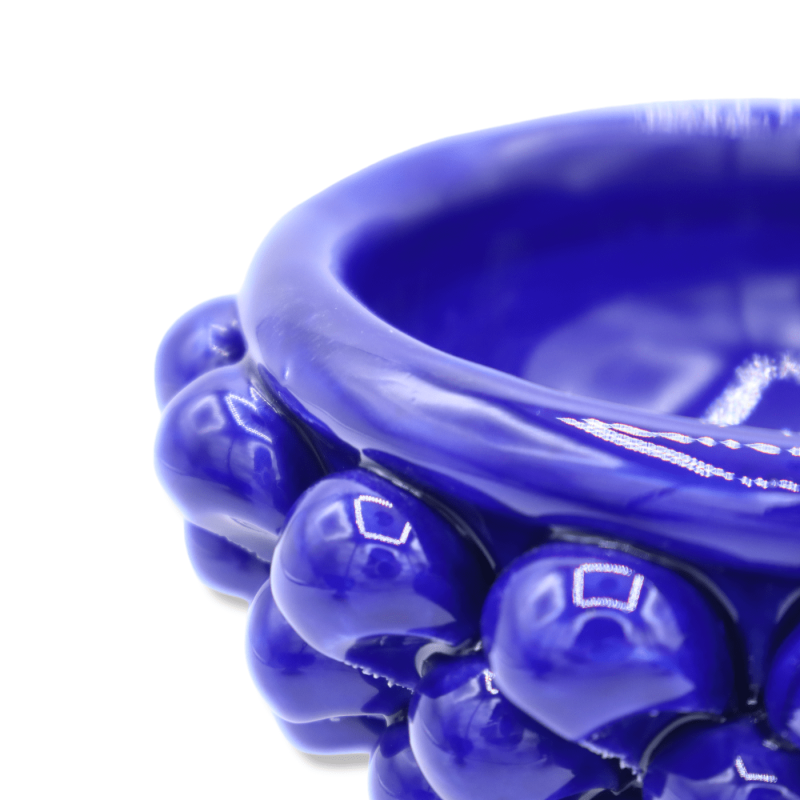 Vase Caltagirone Mezza Pigna - Ø 12 cm, h env. (1Pc) Décoration de tige bleue et aléatoire - 