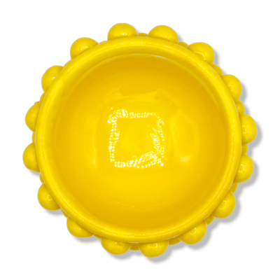 Vaso Mezza Pigna Caltagirone, Giallo e decoro gambo casuale - Ø 12 cm, h 9 cm ca. (1Unità) Mod TD - 