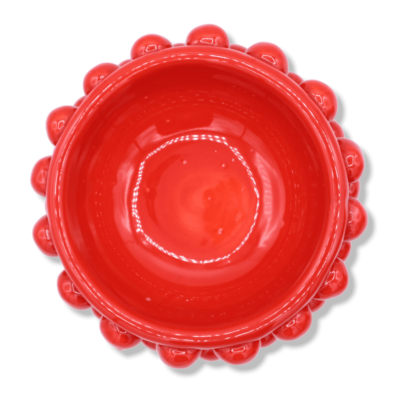 Vase Caltagirone Mezza Pigna, Décor tige rouge et aléatoire - Ø 12 cm, h 9 cm environ. (1 pièces) Mod TD - 