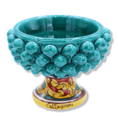 Vase Caltagirone Mezza Pigna - Ø 12 cm, h env. (1Pc) Vert-de-gris et décoration de tige aléatoire -  2