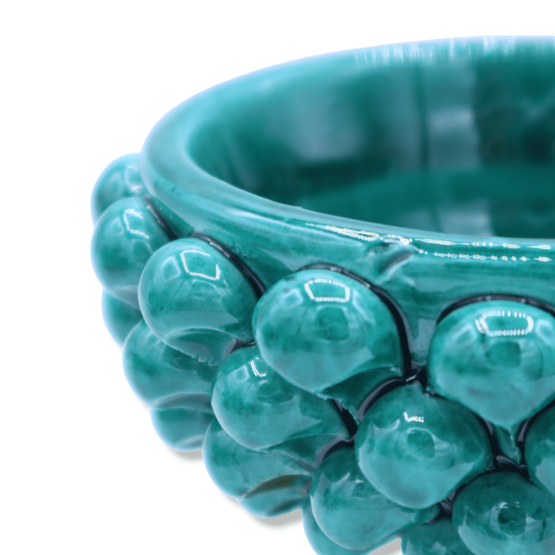 Vase Caltagirone Mezza Pigna - Ø 12 cm, h env. (1Pc) Vert-de-gris et décoration de tige aléatoire - 