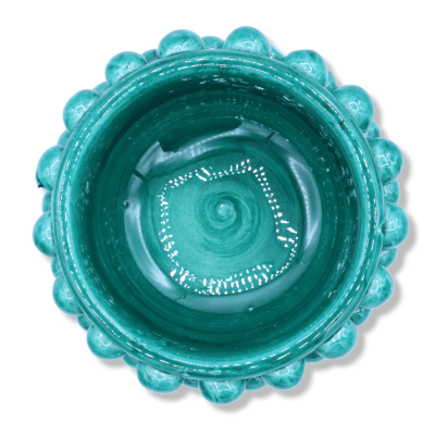 Jarrón Caltagirone Mezza Pigna - Ø 12 cm, altura aprox. (1Pc) Verdigris y decoración de tallo al azar - 