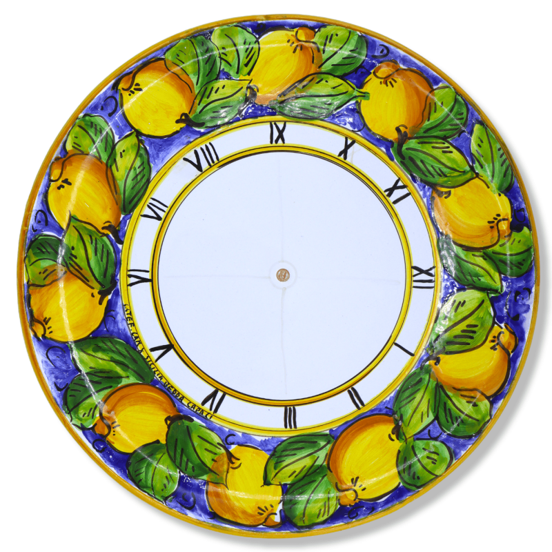 Sicilian ceramic clock, lemons decoration on a blue background, Ø 30 cm approx. Mod GR - 