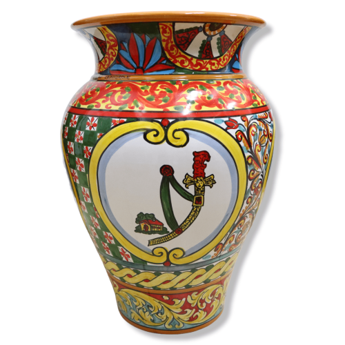 Paragüero Jarra grande, Decoración Hachas y estilo carro siciliano - altura 50 cm aprox. Mod AK -  2