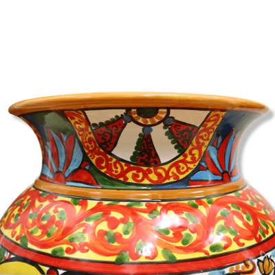 Grand porte-parapluies, décor de planches et style charrette sicilienne - hauteur environ 50 cm. Mod AK - 