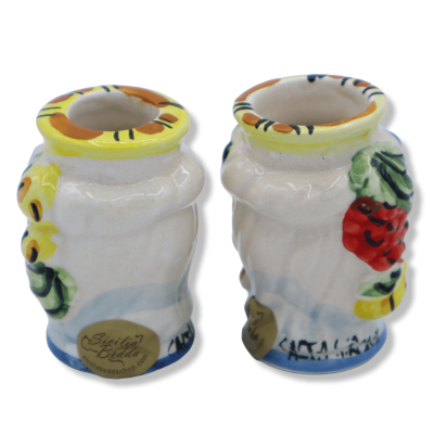 Porta Stuzzicadenti Testa di Moro i keramik di Caltagirone, Uomo o Donna kontrolllabile, h 7 cm x L 4 cm ca. (1pz) Mod F