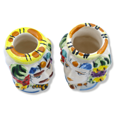 Porta Stuzzicadenti Testa di Moro i keramik di Caltagirone, Uomo o Donna kontrolllabile, h 7 cm x L 4 cm ca. (1pz) Mod F