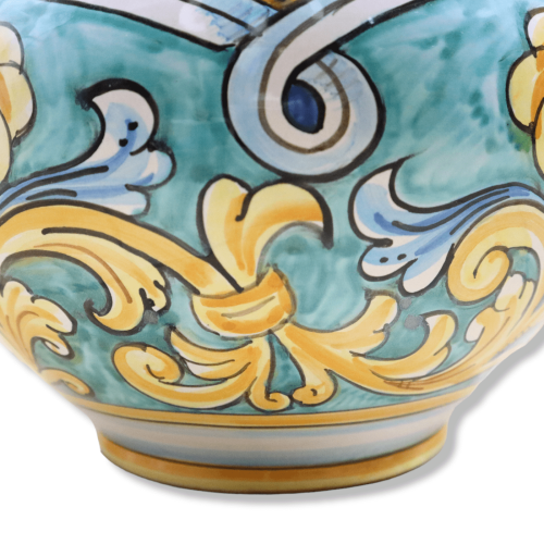 Cachepot Cache pot en céramique Caltagirone, décoration baroque sur fond vert de gris, avec 5 options de tailles (1pc) - 2