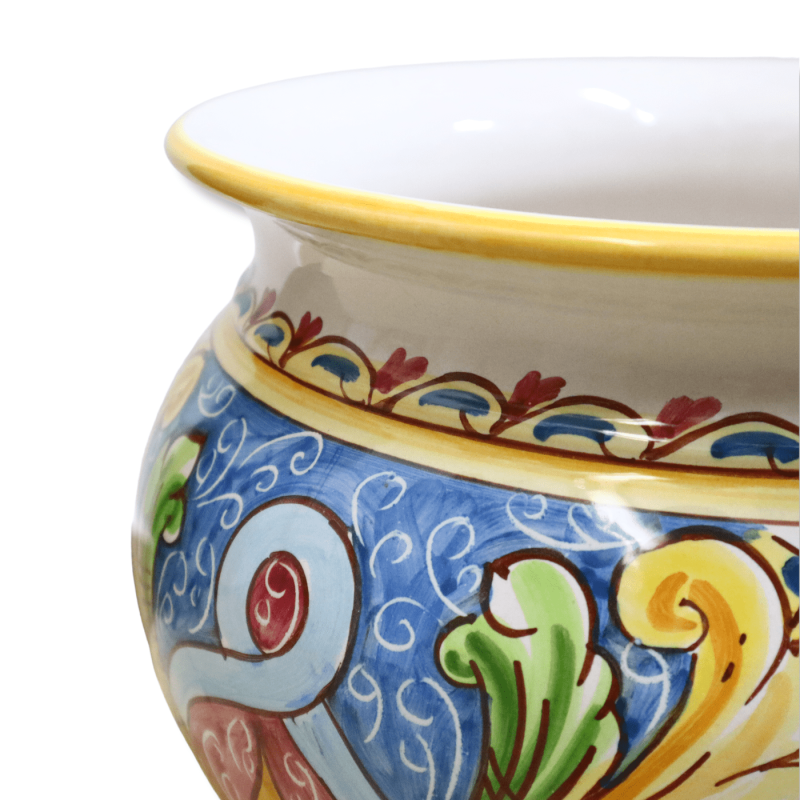Cachepot Caltagirone Keramik-Pflanztopf, Barockdekor auf blauem und rotem Hintergrund, mit 5 Größenoptionen (1 Stück) - 