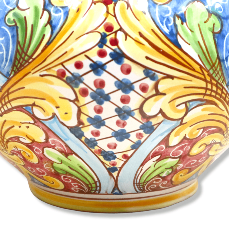 Cachepot Caltagirone Keramik-Pflanztopf, Barockdekor auf blauem und rotem Hintergrund, mit 5 Größenoptionen (1 Stück) - 