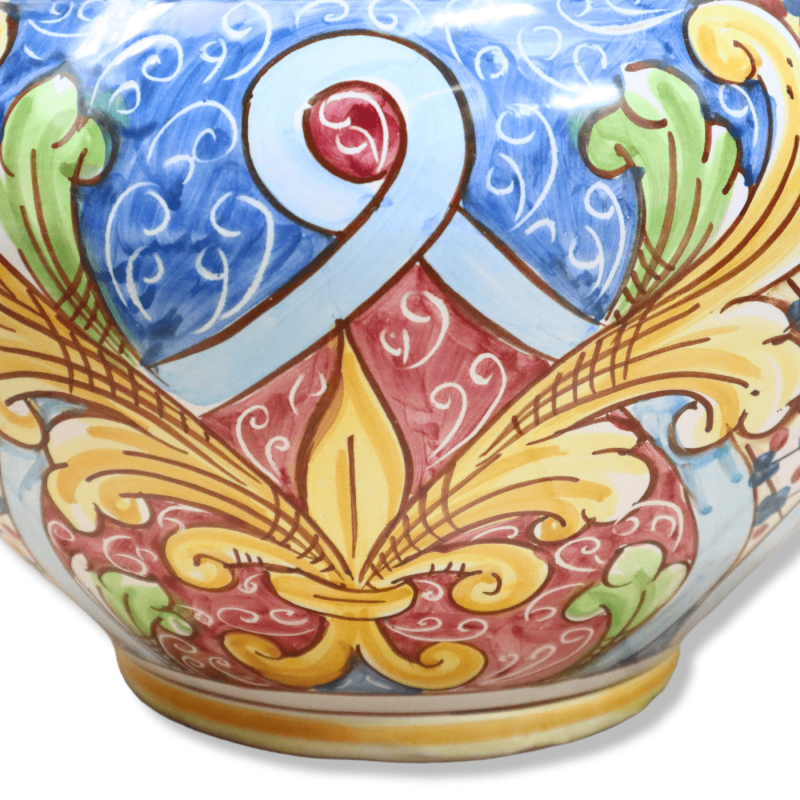 Cachepot Caltagirone Keramik-Pflanztopf, Barockdekor auf blauem und rotem Hintergrund, mit 5 Größenoptionen (1 Stück) - 