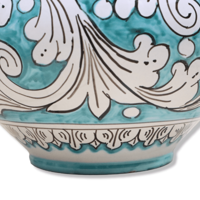 Cachepot Vaso dla roślin ceramicznych Caltagirone, kolor barokowy biały na tle verderame, w różnych wymiarach - Mod BR -