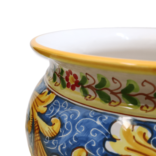 Cachepot Caltagirone Keramik-Pflanztopf, barocke Dekoration mit Blumen auf blauem Hintergrund – mit verschiedenen Größen 2