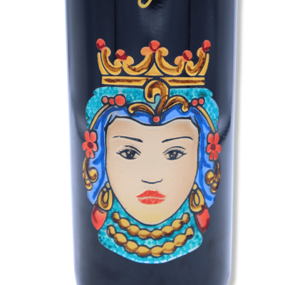 Von Hand gravierte und dekorierte Sammlerflasche mit Testa di Moro-Dekor (1 Stück) 750 ml Nero d'Avola DOC - 