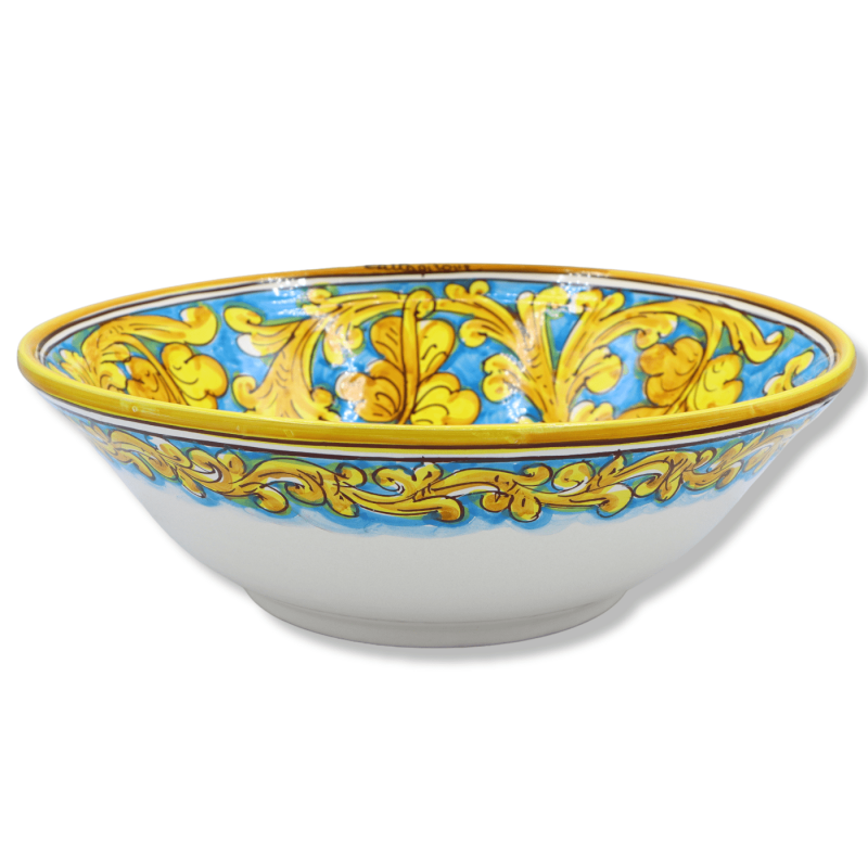 Insalatiera spaghettiera in ceramica di Caltagirone, decoro barocco e fiore, Ø 35 cm ca. Mod TD - 