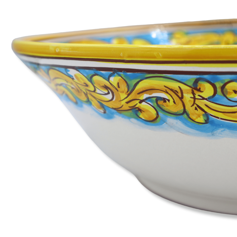Spaghetti bowl in Caltagirone ceramic, baroque decoration and flower, Ø 35 cm approx. Mod TD - 
