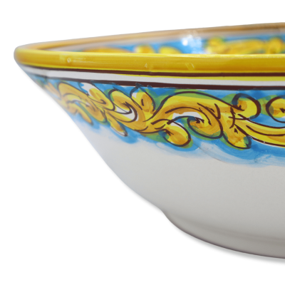 Ceramische spaghettiera salade kom van Caltagirone, Baroque en bloem decoratie, 35 cm approx. DAG - 