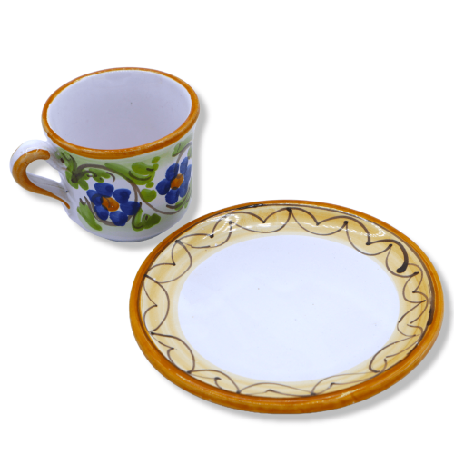 Kaffekopp i fin siciliansk keramik, dekorationsblommor och blad - h 5 cm ca. (1pz) Mod NL -  2