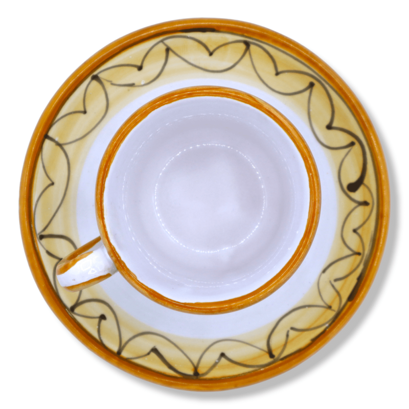 Kaffeetasse aus feiner sizilianischer Keramik, Blumen- und Blattdekor – H ca. 5 cm. (1 Stück) Mod NL - 