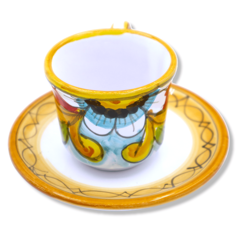 Tazzina da caffè in pregiata ceramica Siciliana, decoro selezionabile - h 5 cm ca. (1Pz) Mod NL - 