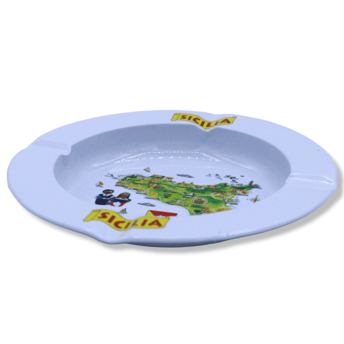 Cendrier en métal, Blanc avec imprimés, Ø environ 14 cm -  2