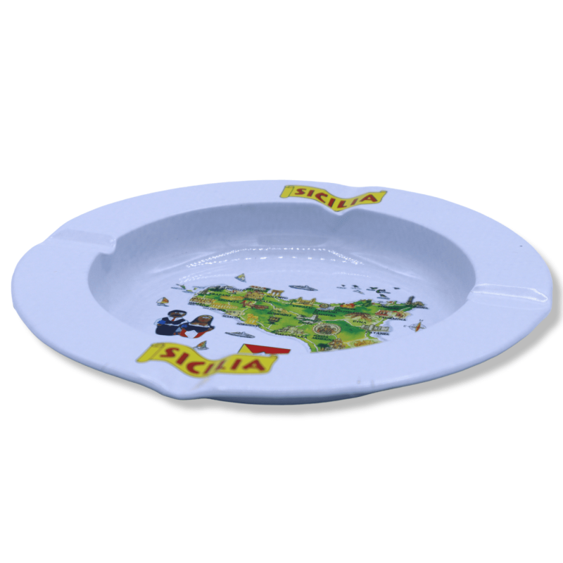 Cinzeiro em Metal, Branco com estampas, Ø 14 cm aprox. - 
