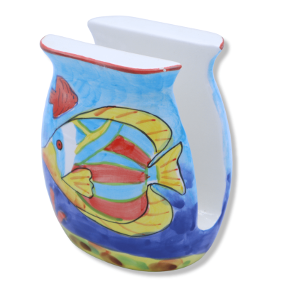 Porta Tovaglioli raffigurante uno scenario marino, h 11 cm x L 10 cm ca. - 