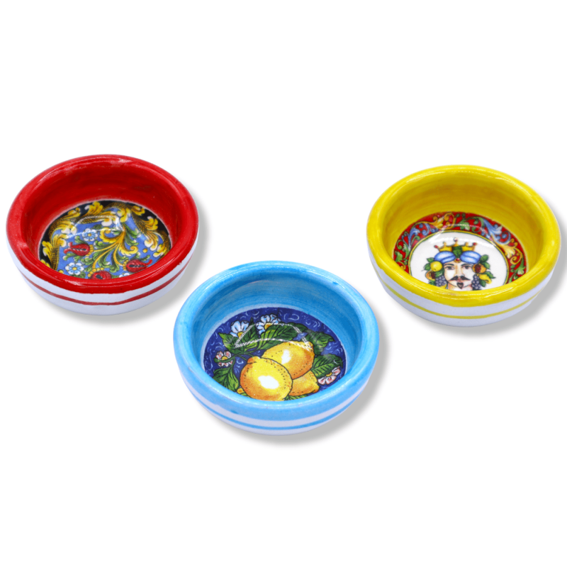 Ceramic bowl, selectable color and random decoration, approx. Ø 5 cm. (1Pcs) - 