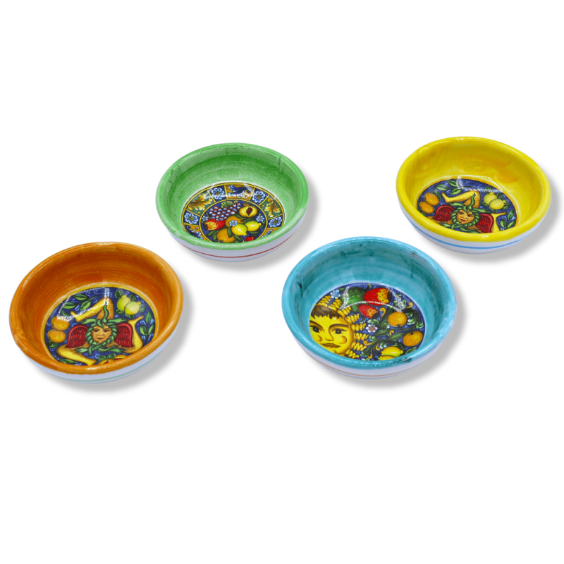 Ceramische kom met willekeurige decoratie en selectieve kleur, 9 cm approx. (1pz) - 