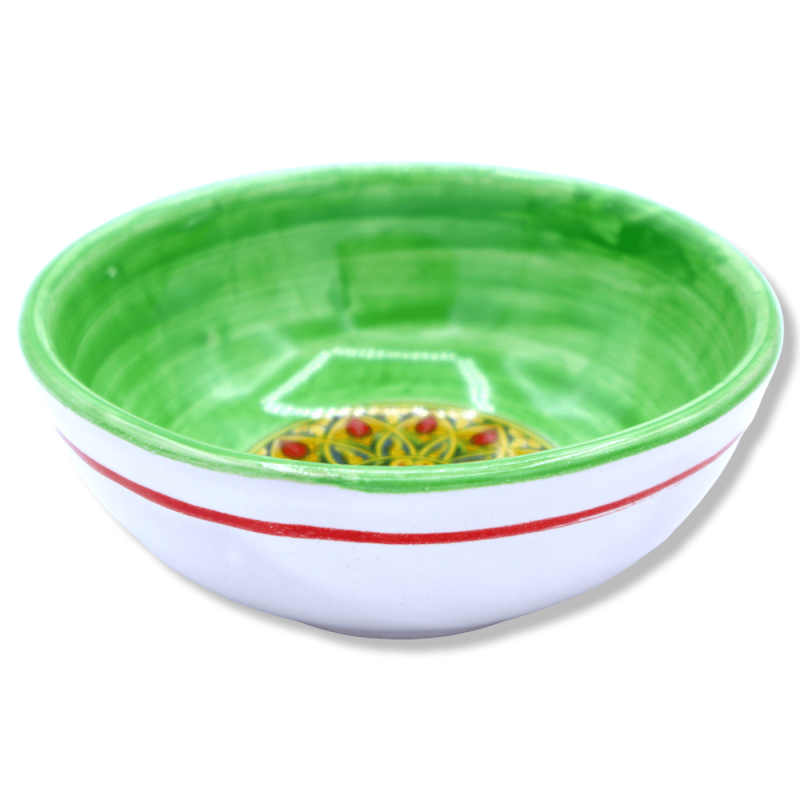 Ciotola in ceramica siciliana, decoro casuale e colore selezionabile, Ø 13 cm ca. (1Unità) - 